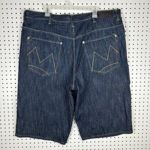 Sean John 90s Blue Baggy Jean Shorts Sz 42 Hip Hop Jorts Wide Leg Skate Y2K Logo